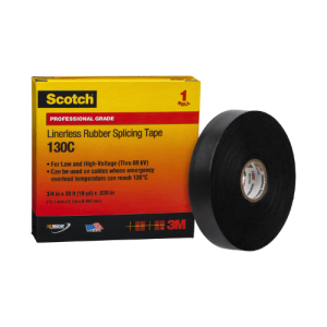 3M Scotch® Linerless Rubber Splicing Tape 130C, 34 in x 30 ft, Black 500x500
